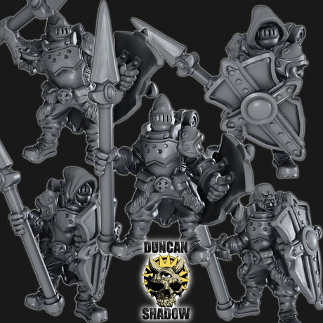 Holy Warriors with Spears Miniature | Set of 5 - Tabletop RPG & D&D miniature. Perfect for wargaming & collectors