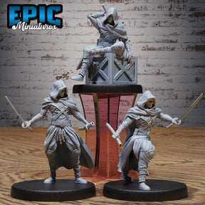 Hooded Ninja Miniature | Set of 3 - Tabletop RPG & D&D miniature. Perfect for wargaming & collectors