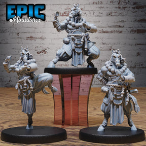 Horsefolk Monk Miniature | Set of 3 - Tabletop RPG & D&D miniature. Perfect for wargaming & collectors