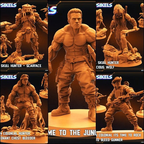 Human Colonial Alien Hunters Miniature | Full Set All Models - Tabletop RPG & D&D miniature. Perfect for wargaming & collectors