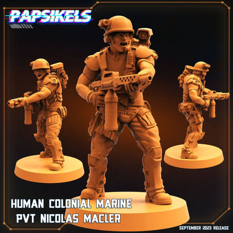 Human Colonial Marine Miniature | Marine 4 - Tabletop RPG & D&D miniature. Perfect for wargaming & collectors