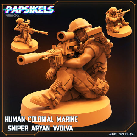 Human Colonial Marine Miniature | Marine 5 - Tabletop RPG & D&D miniature. Perfect for wargaming & collectors