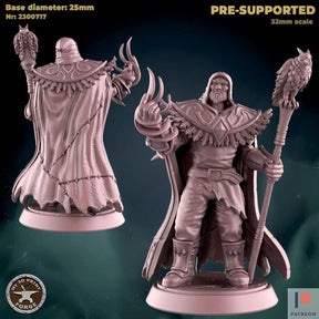 Human Dark Wizard Miniature | A - Tabletop RPG & D&D miniature. Perfect for wargaming & collectors