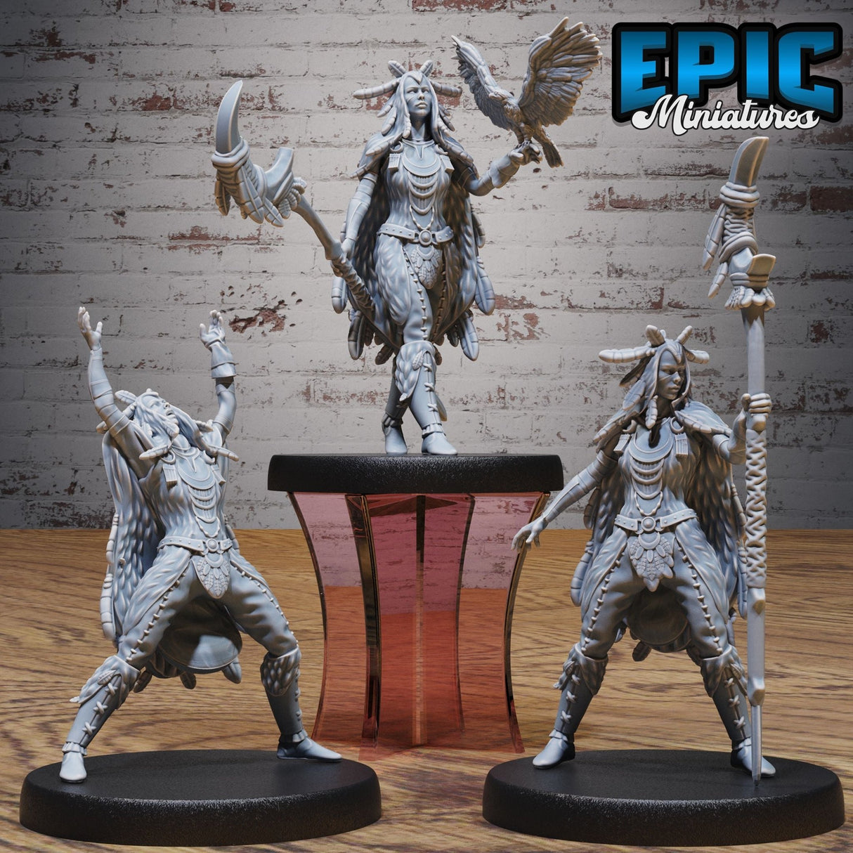 Human native indian Shaman Miniature | Set of 3 - Tabletop RPG & D&D miniature. Perfect for wargaming & collectors