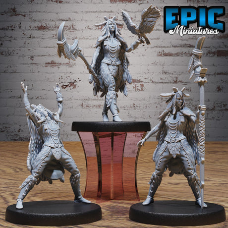 Human native indian Shaman Miniature | Set of 3 - Tabletop RPG & D&D miniature. Perfect for wargaming & collectors