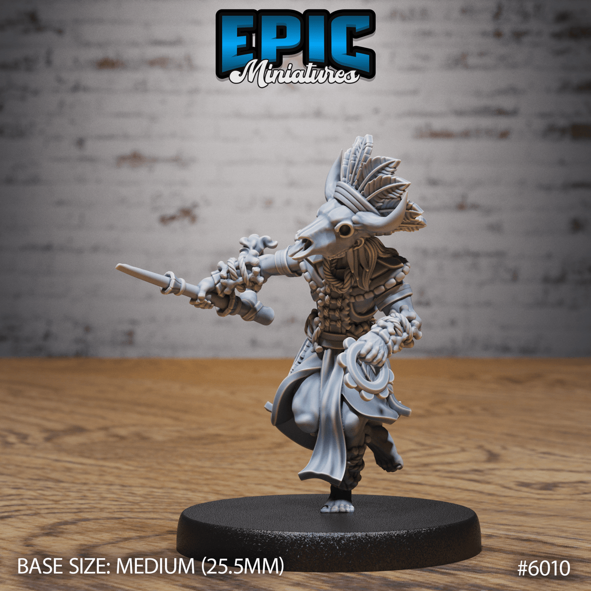 Human Native indian tribal Miniature | 6010 - Tabletop RPG & D&D miniature. Perfect for wargaming & collectors