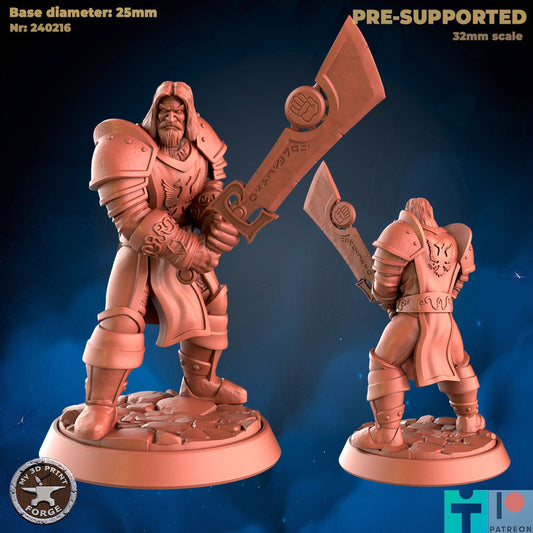 Human Paladin Miniature - A - 28mm