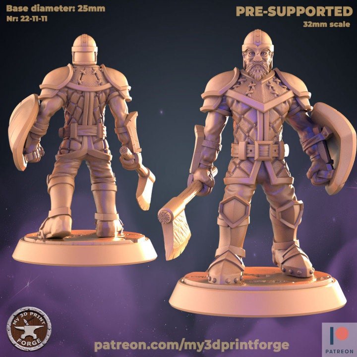 Human worker and Militia Miniature | 175 - Tabletop RPG & D&D miniature. Perfect for wargaming & collectors