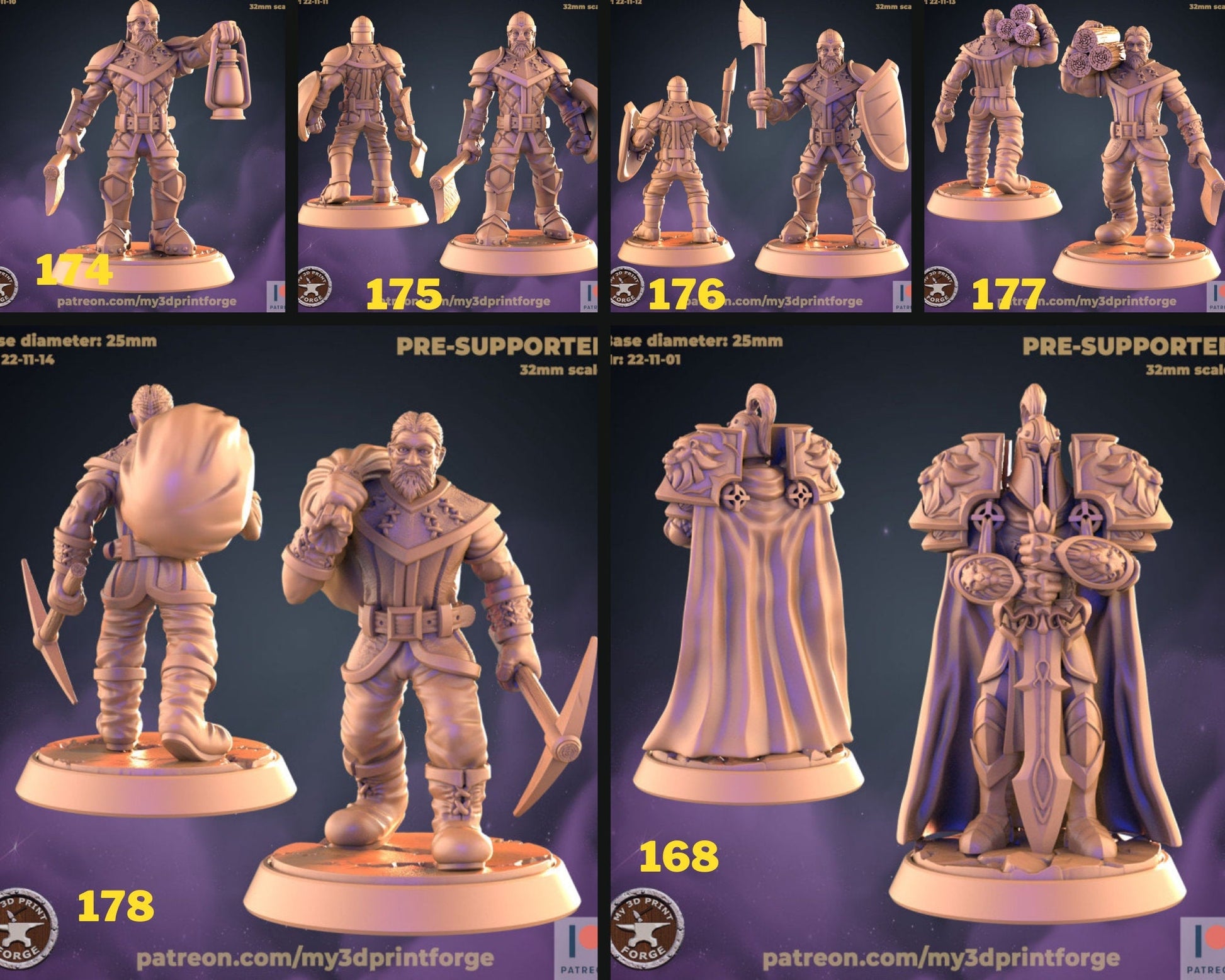 Human worker and Militia Miniature - Full Set All Models - 28mm