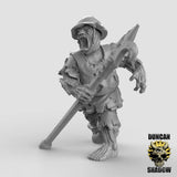 Human Zombies spearmen Miniature | A - Tabletop RPG & D&D miniature. Perfect for wargaming & collectors