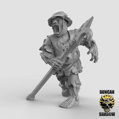 Human Zombies spearmen Miniature | A - Tabletop RPG & D&D miniature. Perfect for wargaming & collectors