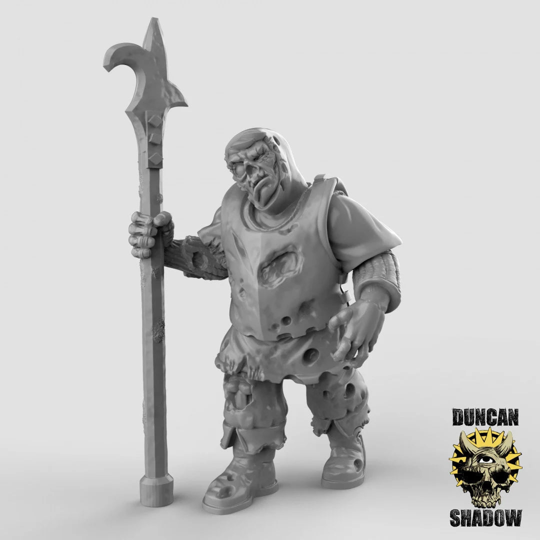 Human Zombies spearmen Miniature | B - Tabletop RPG & D&D miniature. Perfect for wargaming & collectors