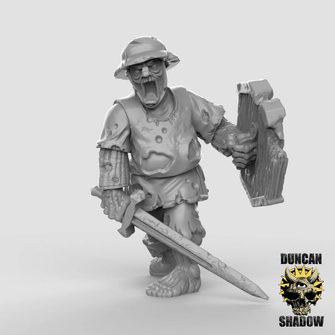 Human Zombies guard Miniature | C - Tabletop RPG & D&D miniature. Perfect for wargaming & collectors