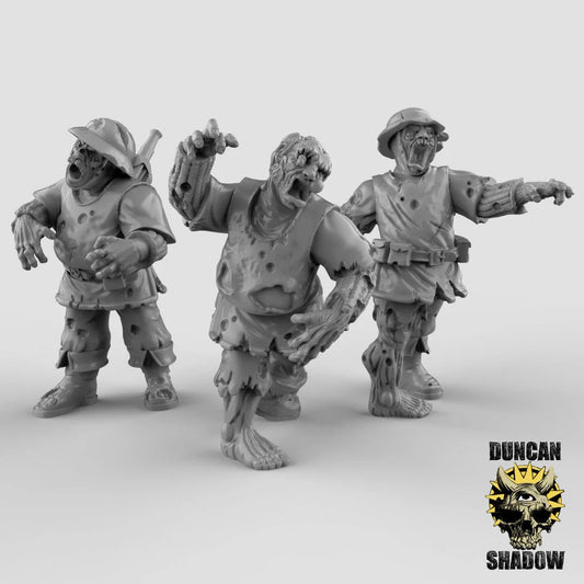 Human Zombies Miniature - Set of 3 - 28mm