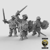 Human Zombies guard Miniature | Set of 3 - Tabletop RPG & D&D miniature. Perfect for wargaming & collectors