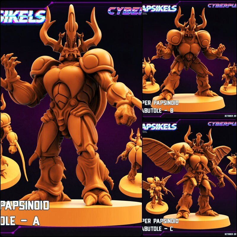 Hyper Papsinoid Kabutole Miniature | Full Set All Models - Tabletop RPG & D&D miniature. Perfect for wargaming & collectors