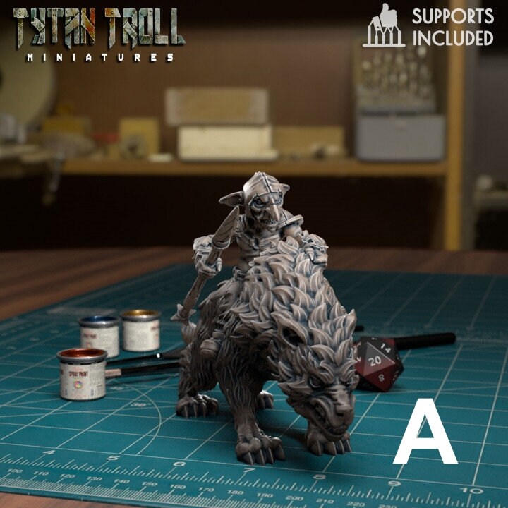 28/32mm Goblin Wolf Riders, Large Miniatures, TytanTroll Minitures, Dungeon and Dragons, RPG, Dnd, Pathfinder, Gobliins