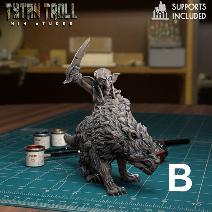 28/32mm Goblin Wolf Riders, Large Miniatures, TytanTroll Minitures, Dungeon and Dragons, RPG, Dnd, Pathfinder, Gobliins