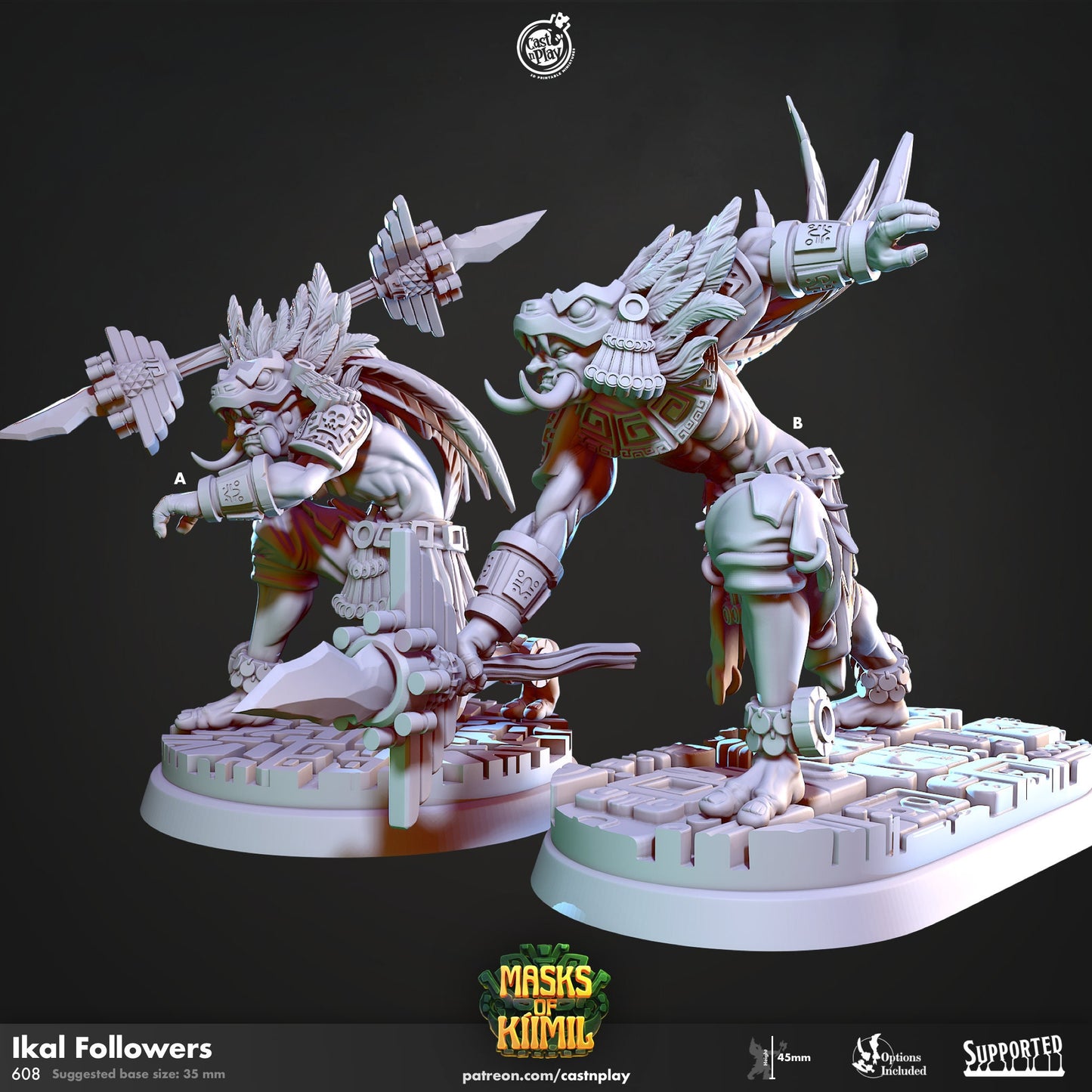 Ikal Followers, Large, CP11.608, Masks of Kimil, CastnPlay Miniatures , Role Playing Games , WoW, Dungeon and Dragons, RPG