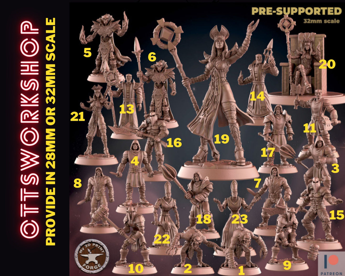 Scarlet Monastary Bundle by My3dPrintForge Dnd, Dungeon and Dragon Mini, Tabletop Miniature, Miniature, Fantasy Miniatures, Ghoul, Cultist