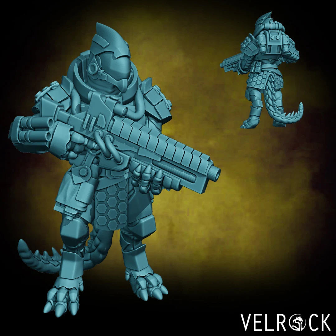 Heavy Lizardmen Scifi squad by velrock