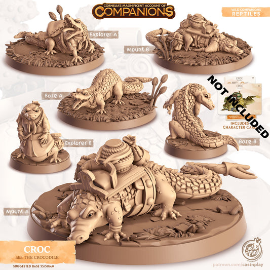 32/28mm The Crocodile Companion, CastnPlay miniatures , Role Playing Games Miniature, WoW, Dungeon and Dragons, RPG, DnD, Reptile.