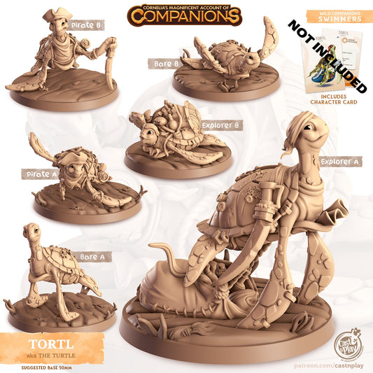32/28mm The Turtle Companion, CastnPlay miniatures , Role Playing Games Miniature, WoW, Dungeon and Dragons, RPG, DnD, Terrapin.