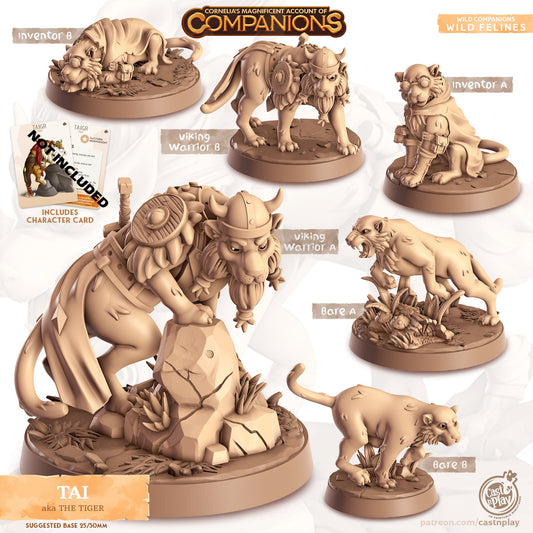 32/28mm The Tiger Companion, CastnPlay miniatures , Role Playing Games Miniature, WoW, Dungeon and Dragons, RPG, DnD, Big Cat.