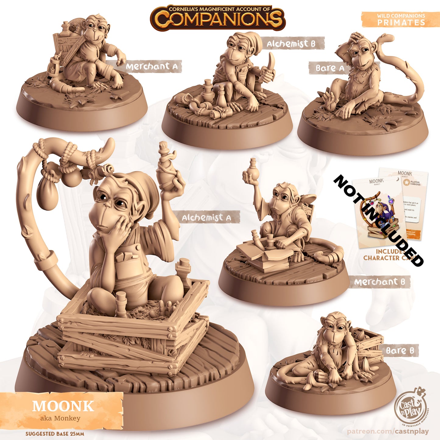32/28mm The Monkey Companion, CastnPlay miniatures , Role Playing Games Miniature, WoW, Dungeon and Dragons, RPG, DnD, Chimp.