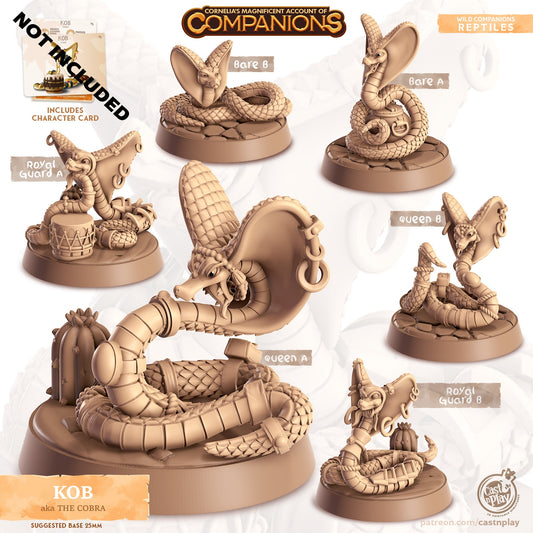 32/28mm The Cobra Companion, CastnPlay miniatures , Role Playing Games Miniature, WoW, Dungeon and Dragons, RPG, DnD, Snake.