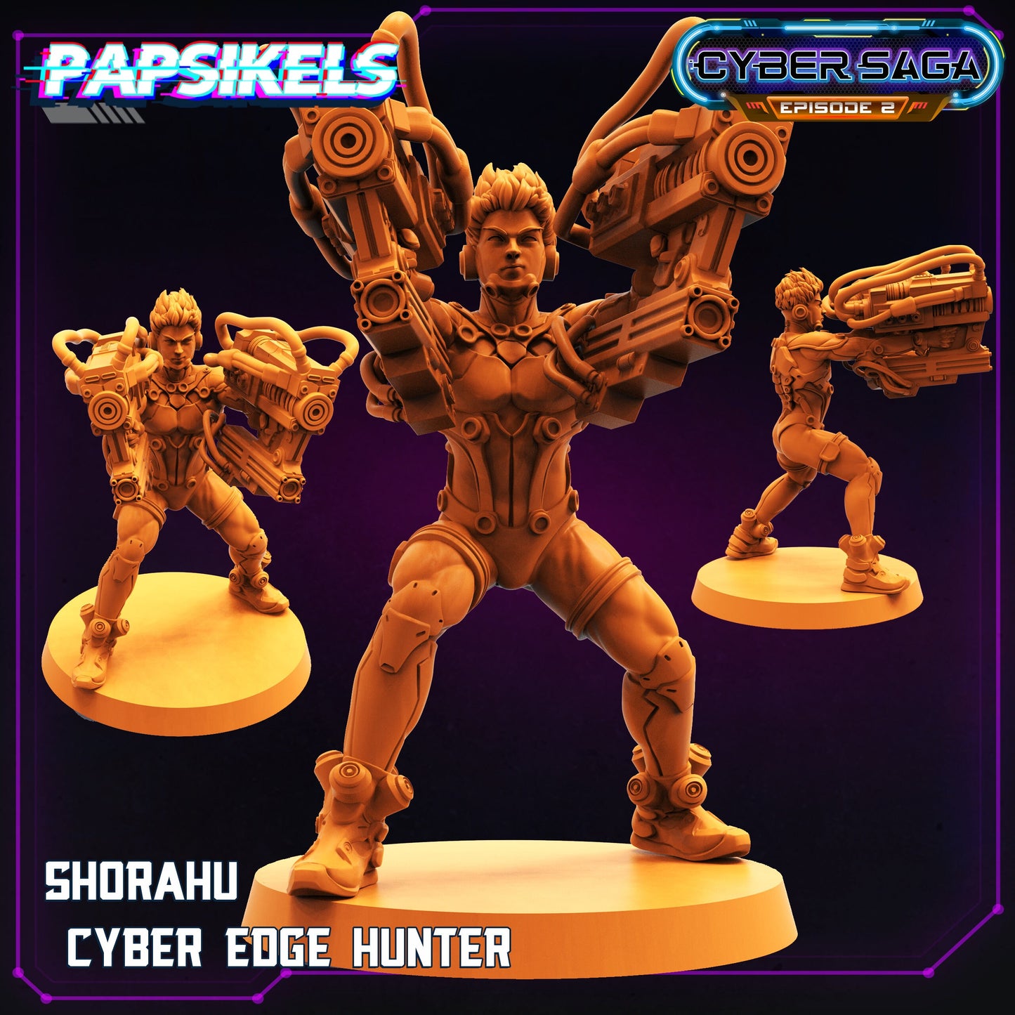 Cyber Edge Hunter  Miniatures by Papsikels Miniatures Dnd, Dungeon and Dragon Mini, Tabletop Miniature, Cyberpunk, Sci Fi.