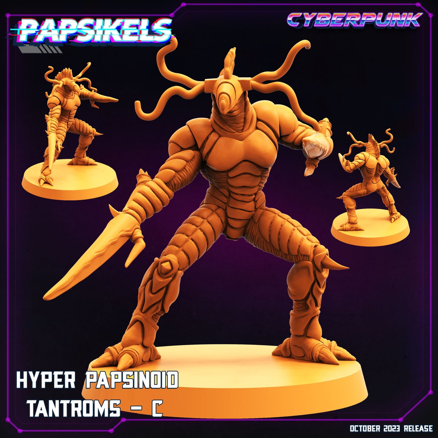Hyper Papsinoid Tantroms Miniatures by Papsikels Miniatures Dnd, Dungeon and Dragon Mini, Tabletop Miniature, Aliens, Sci Fi.