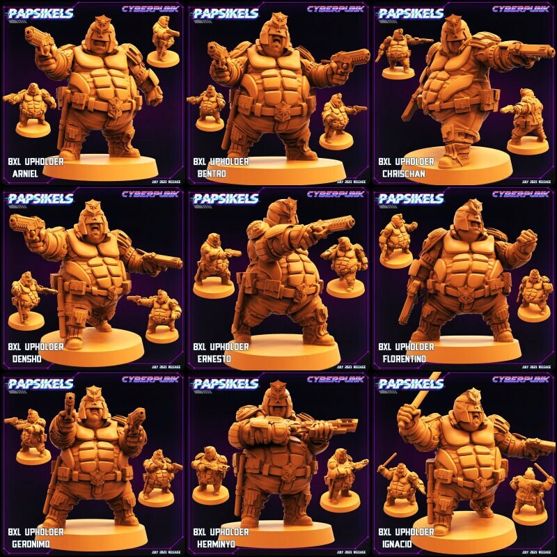 Big Boned Law Upholders, Miniatures by Papsikels Miniatures Dnd, Dungeon and Dragon Mini, Tabletop Miniature, Aliens, Sci Fi.