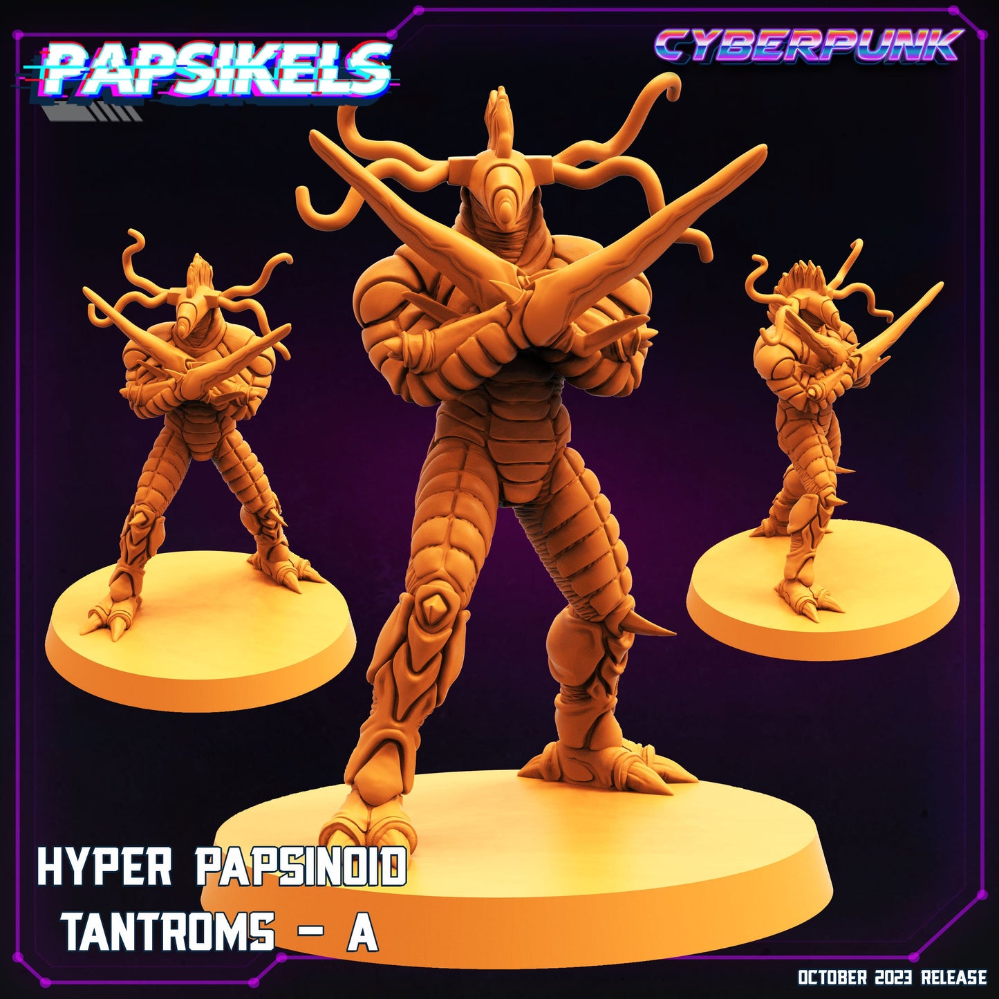 Hyper Papsinoid Tantroms Miniatures by Papsikels Miniatures Dnd, Dungeon and Dragon Mini, Tabletop Miniature, Aliens, Sci Fi.