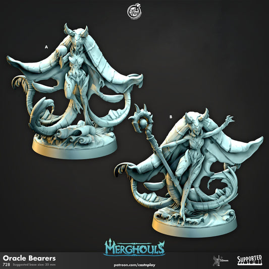 Oracle Bearers,  Merghouls, CastnPlay, Tabletop Gaming Miniature, Dungeons and Dragons Miniatures, Role Playing Games. Sea Myths,