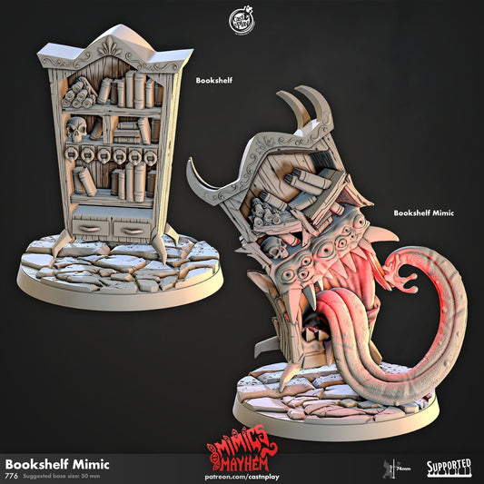 32mm Bookshelf Mimic, Mimic Madness, CastnPlay, Large miniatures , Role Playing Games Miniature, Dungeon and Dragons, Mimics.