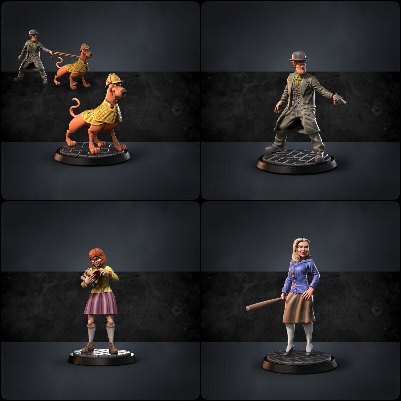 Dr Waggy, Dooby Roo and Team, 32mm Scale, Miniature, Role Playing Games Miniature, WoW, Dungeon and Dragons, DnD, Cartoon, Mystery.