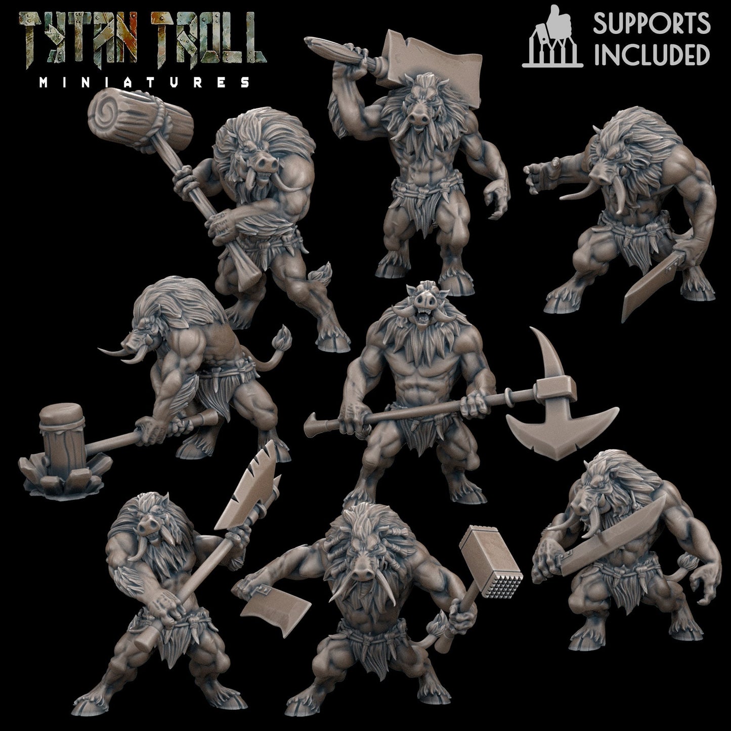 28/32mm, Wereboar Bundle , TytanTroll Minitures, Dungeon and Dragons, RPG, Dnd, Pathfinder, Lycanthropes, Werewolves.