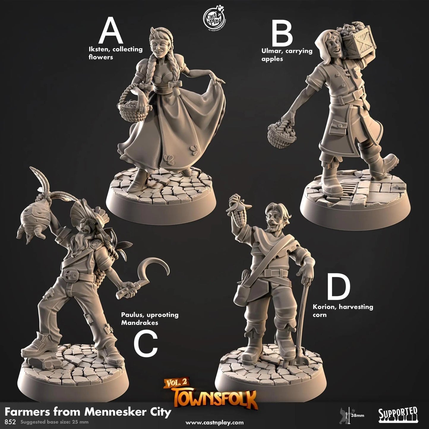 Villagers from Mennesker City Miniatures for Dungeons and Dragons, RPG, Dnd, Pathfinder, Villagers, Tabletop Games, Fantasy