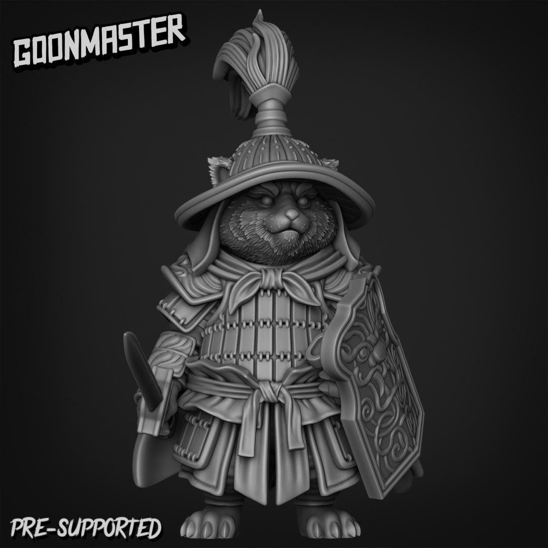 Red Panda Gunner squad with hats  ,Goon Master, Medium Miniature, Dungeon and Dragons, RPG, Dnd, Pathfinder, Dnd Panda Miniature, Red panda