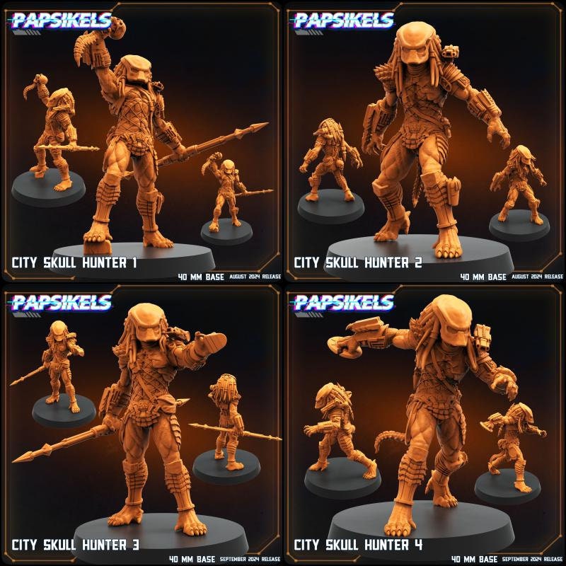 City Skull Hunter Miniatures by Papsikels Miniatures Dnd, Dungeon and Dragon Mini, Tabletop Miniature, Aliens, Sci Fi.