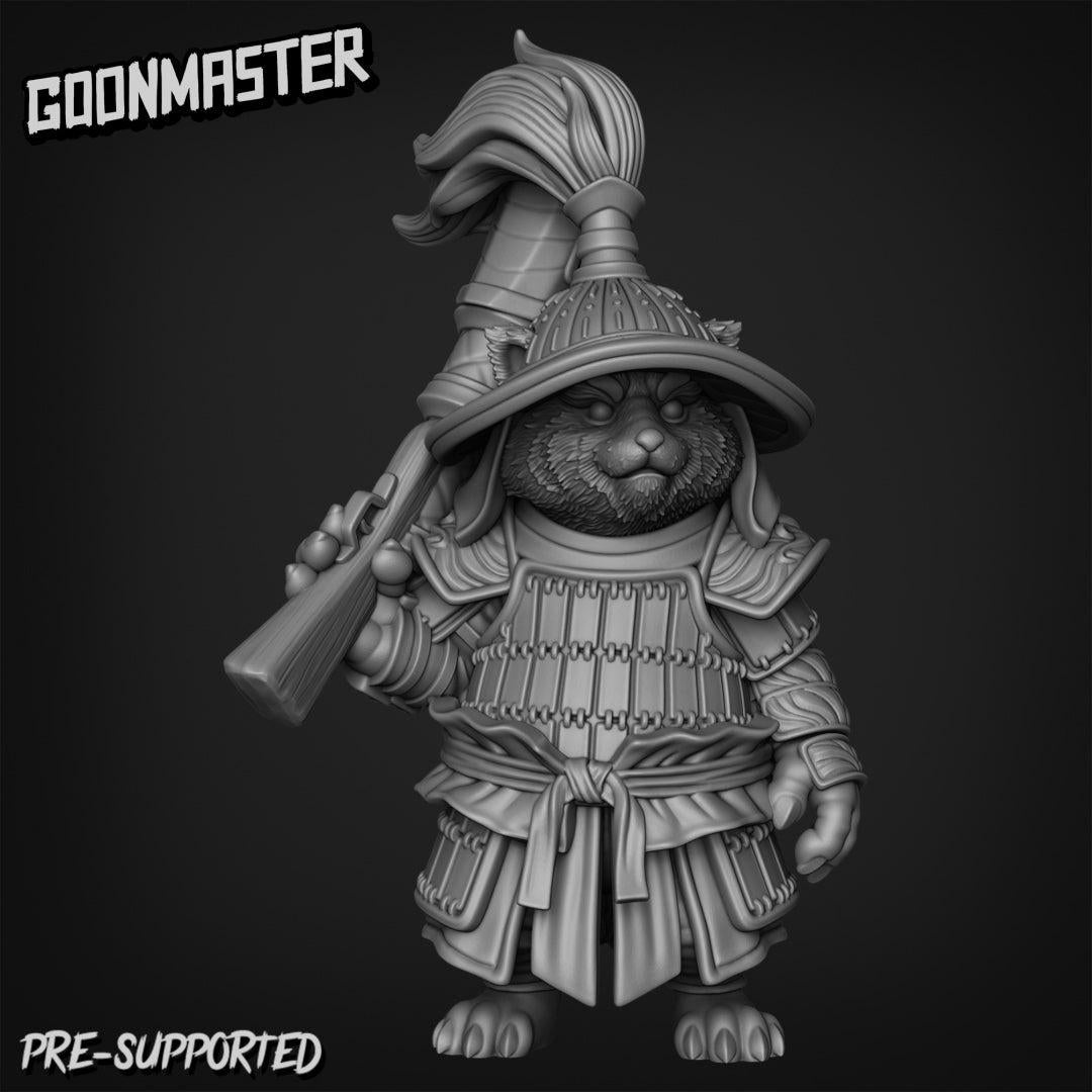 Red Panda Gunner squad with hats  ,Goon Master, Medium Miniature, Dungeon and Dragons, RPG, Dnd, Pathfinder, Dnd Panda Miniature, Red panda