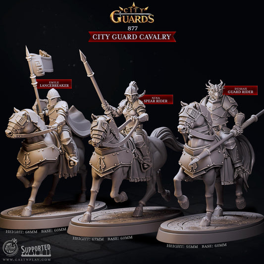 32mm, 28mm, City Guard Cavalry, The City Guards!, CastnPlay miniatures , Role Playing Games Miniature, WoW, Dungeon and Dragons, RPG, DnD.