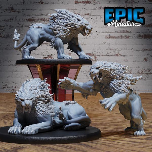 Sabertooth Miniature | 28mm Scale Fierce Prehistoric Predator for DnD, Pathfinder, Tabletop RPGs, and Fantasy Adventures