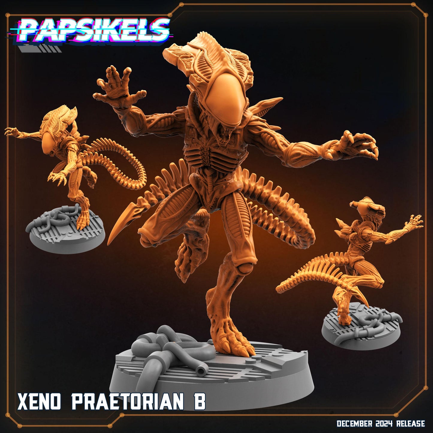 Xeno Praetorian Alien Miniatures by Papsikels Miniatures Dnd, Dungeon and Dragon Mini, Tabletop Miniature, Soldiers, Sci Fi.