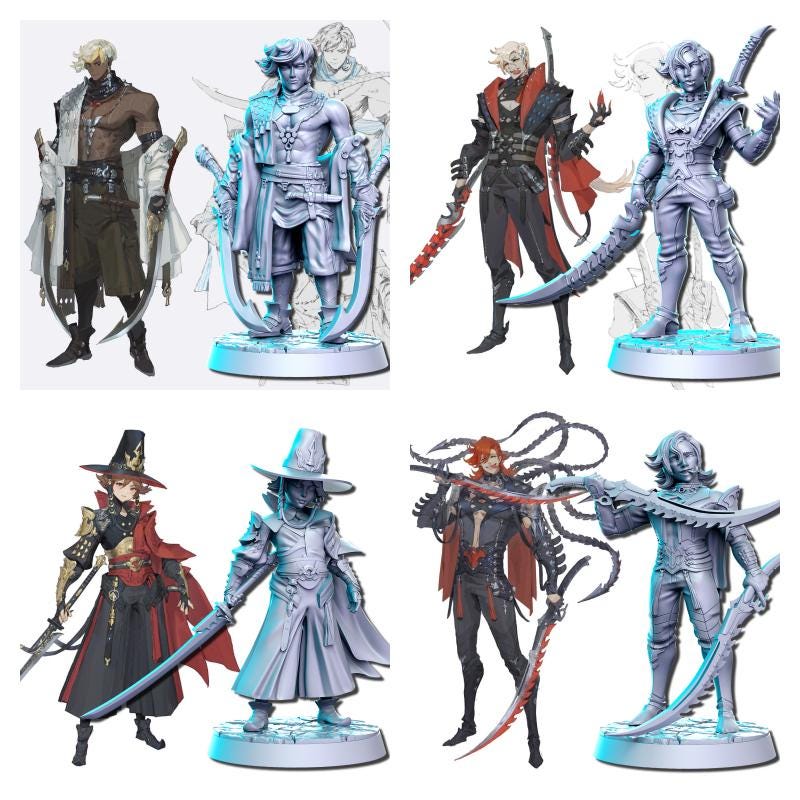 32mm,28mm, Neo Warriors Pack 4, Neokingdom 1-2, RN Estudio , Role Playing Games Miniature, WoW, Dungeon and Dragons, RPG.