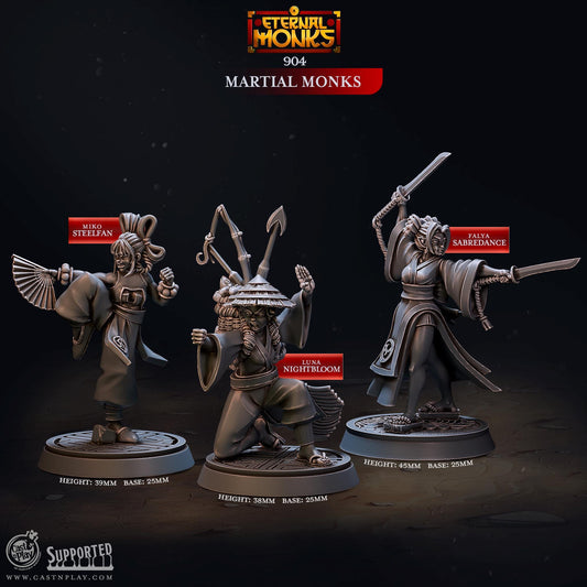 32mm, 28mm, Martial Monks, Eternal Monks, CastnPlay miniatures , Role Playing Games Miniature, WoW, Dungeon and Dragons, RPG.