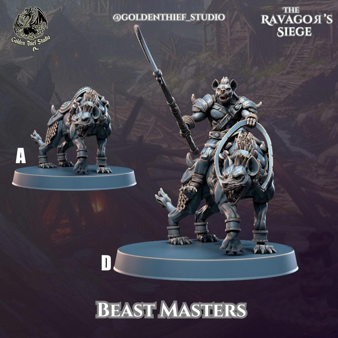 32mm, 28mm, Ravagor Beastmasters, Ravegors Siege, Golden Thief Studio , Role Playing Games Miniature, WoW, Dungeon and Dragons, RPG.