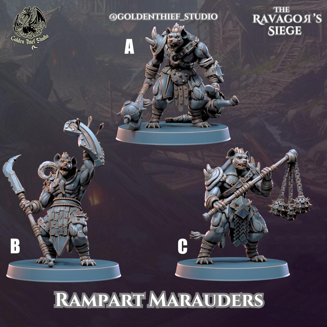 32mm, 28mm, Rampart Marauders, Ravegors Siege, Golden Thief Studio , Role Playing Games Miniature, WoW, Dungeon and Dragons, RPG.