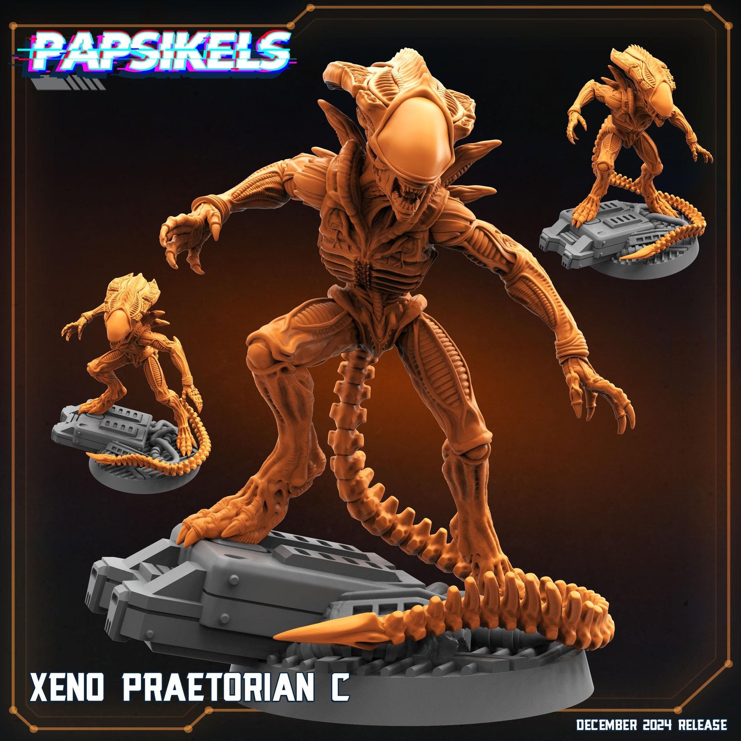 Xeno Praetorian Alien Miniatures by Papsikels Miniatures Dnd, Dungeon and Dragon Mini, Tabletop Miniature, Soldiers, Sci Fi.